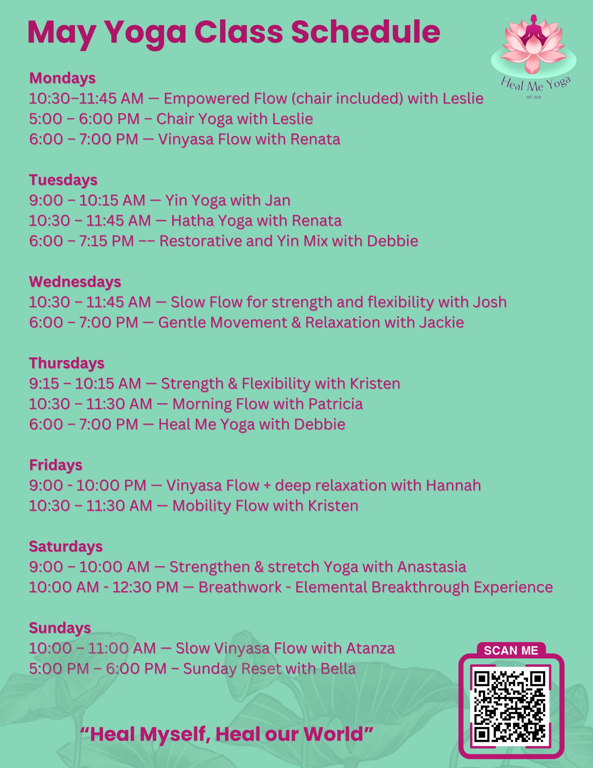 YOGA CLASSES - Heal Me Yoga